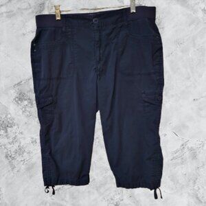 Gloria Vanderbilt Women's 14 Capri Pants Navy Blue Stretchy Waist!